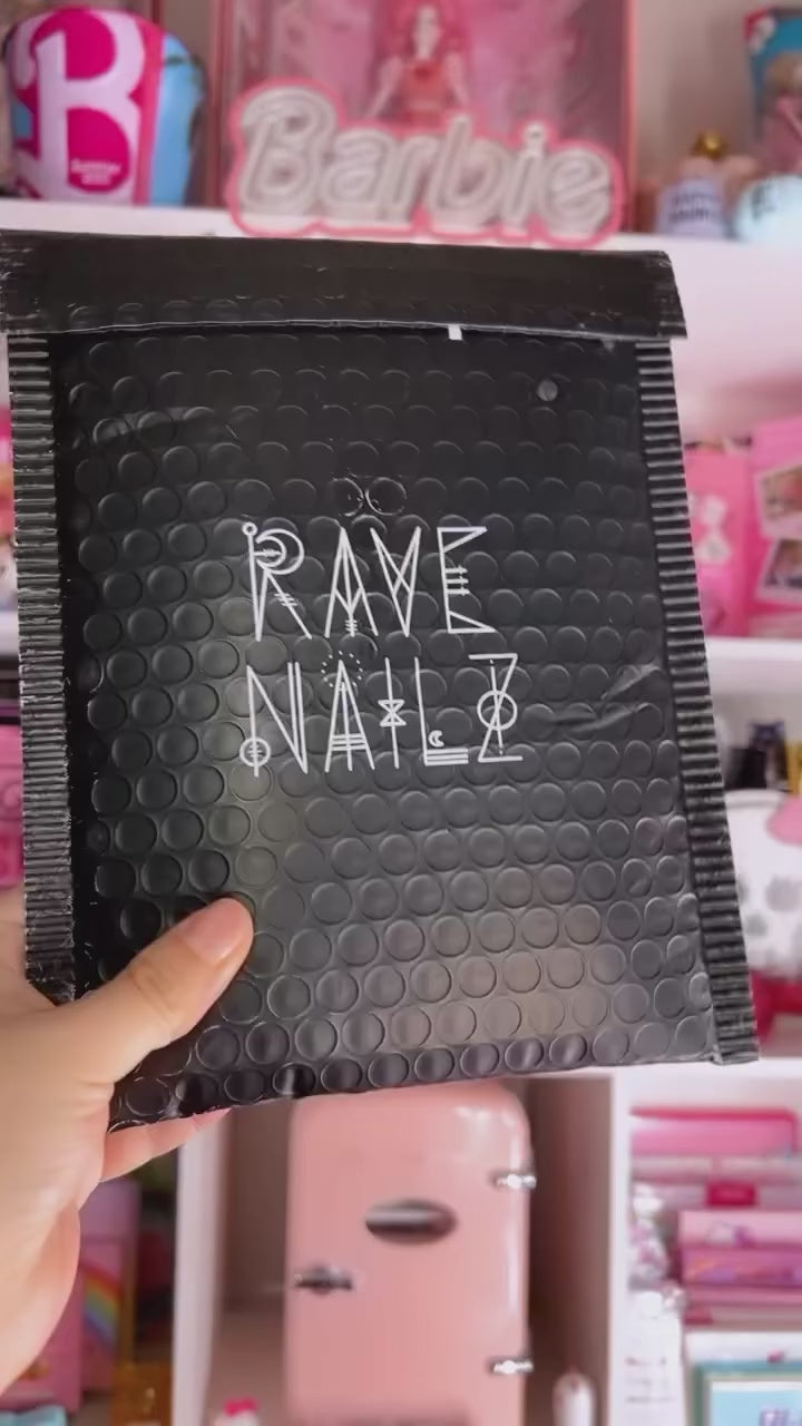 Rave Nailz best press on nails short french nails video black tip